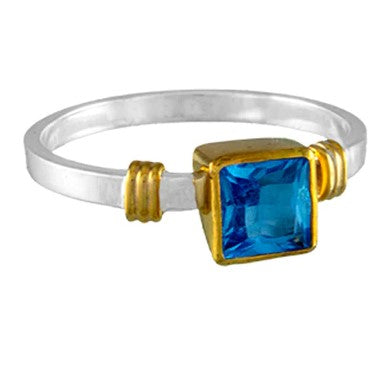 SS/ 22K Vermeil Blue Topaz Ring
