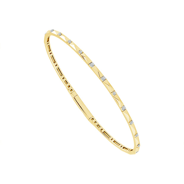 14 Karat Yellow Gold & Titanium Wire Flexible Diamond Bracelet