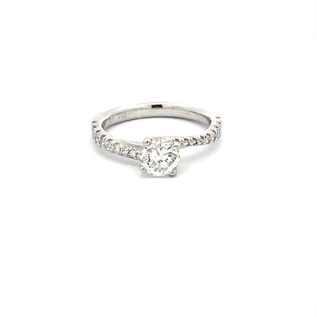 18 Karat Diamond Engagement Ring with Round Center
