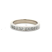 14 KT White Gold Rhodium Plated Channel-Set Band