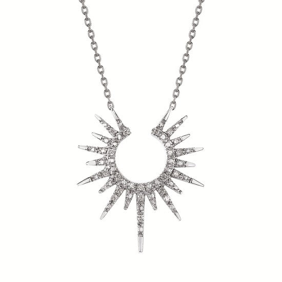 Diamond Sterling Silver Sunburst Necklace