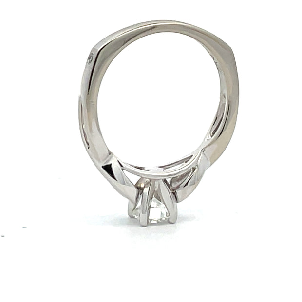 14 KT White Gold Rhodium Plated "Infinity" Style Solitaire Engagement Ring