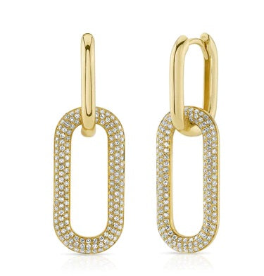 14 Karat Yellow Gold Paperclip Dangle Earrings