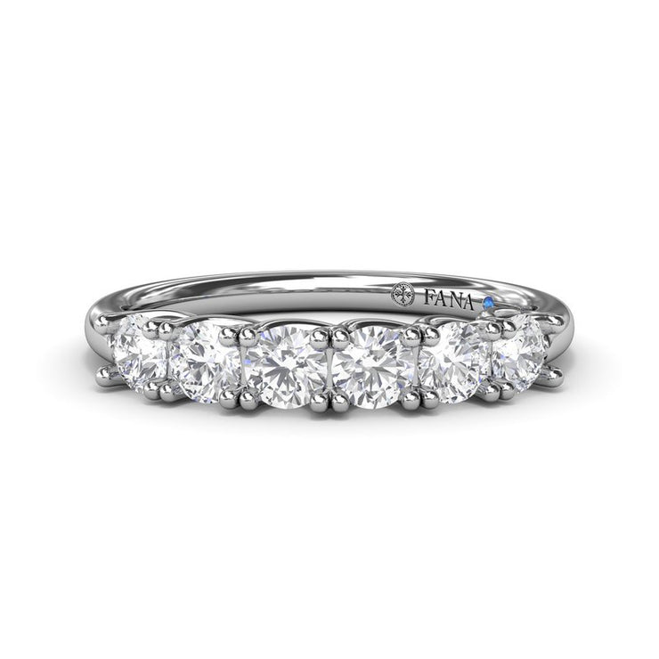 14 Karat White Gold Shared Prong Diamond Wedding Band