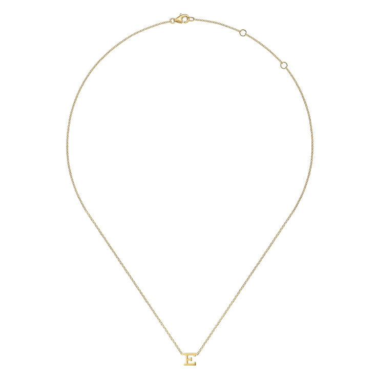 14K Yellow Gold E Initial Necklace