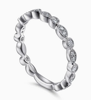 14K White Gold Marquise and Round Station Diamond Ring