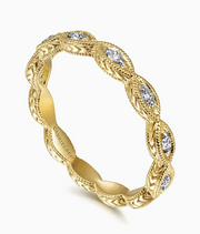 14K Yellow Gold Diamond Bujukan Marquise Station Ring
