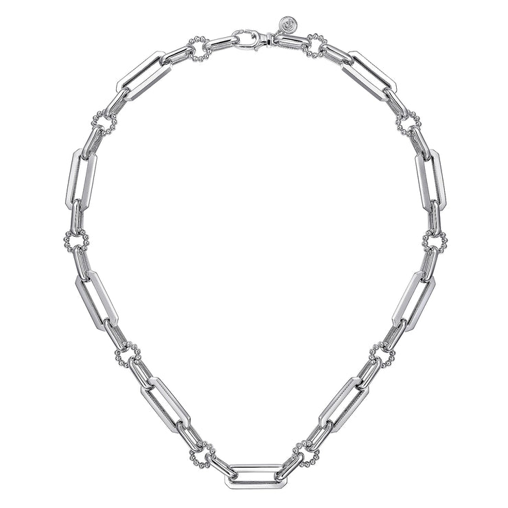 925 Sterling Silver Paper Clip Chain Necklace with Bujukan Connectors