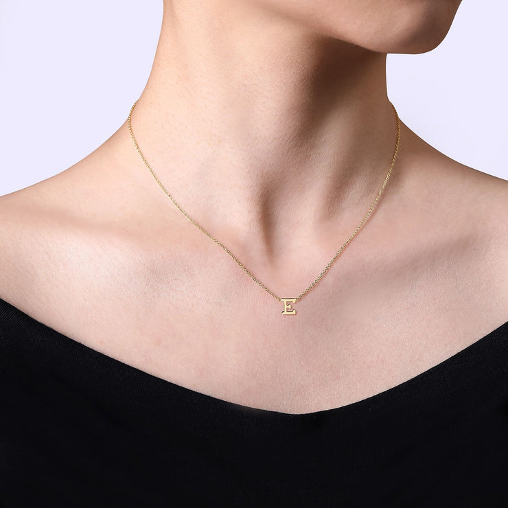 14K Yellow Gold E Initial Necklace