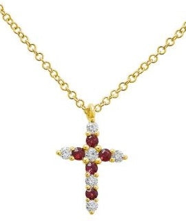 Ruby and Diamond Cross Necklace