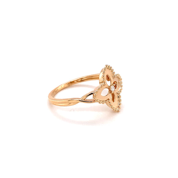 14 Karat Yellow Gold Floral Style Diamond Fashion Ring