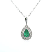 Pear Shape Emerald & Diamond Pendant