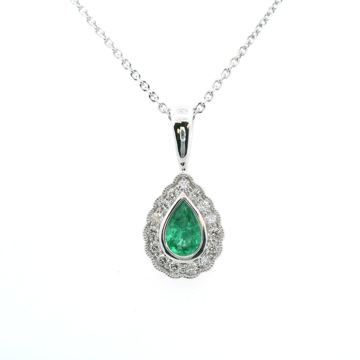 Pear Shape Emerald & Diamond Pendant