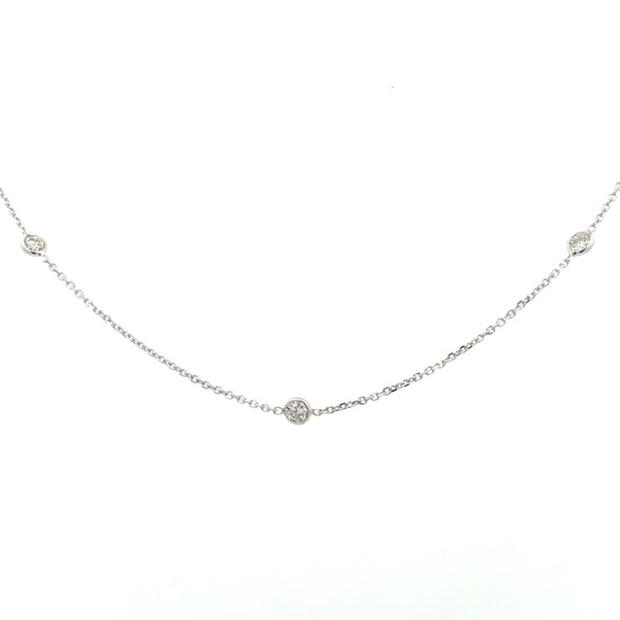 14K Yeloow Gold Diamonds On Chain Necklace Length 18"