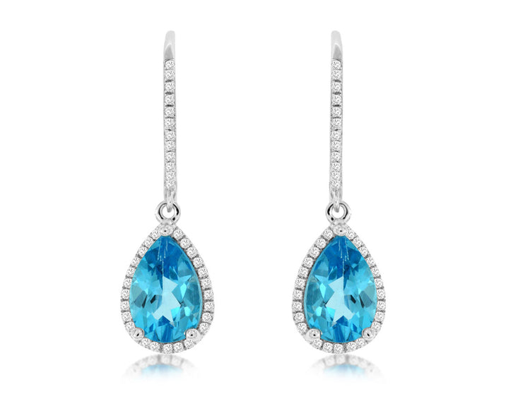 Blue Topaz & Diamond Earriings