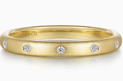 14K Yellow Gold Diamond Stackable Ladies Ring