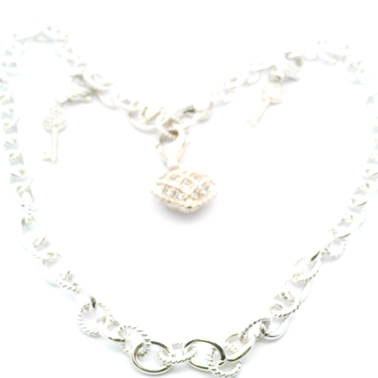 Estate Judith Ripka "Key to my Heart Chain w/ 3 Charms