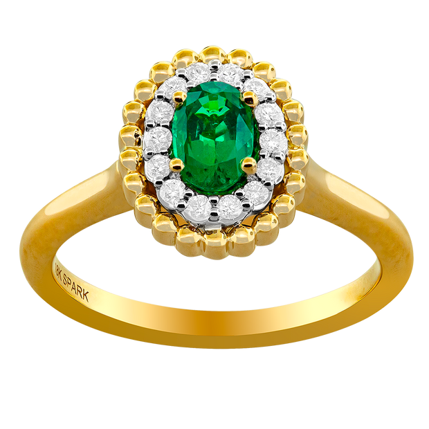 Emerald w/ Diamond Halo Ring