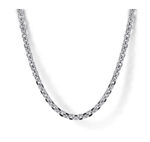 22 Inch 925 Sterling Silver Solid Mens Link Chain Necklace