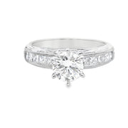 Platinum Hand-Engraved Engagement Ring