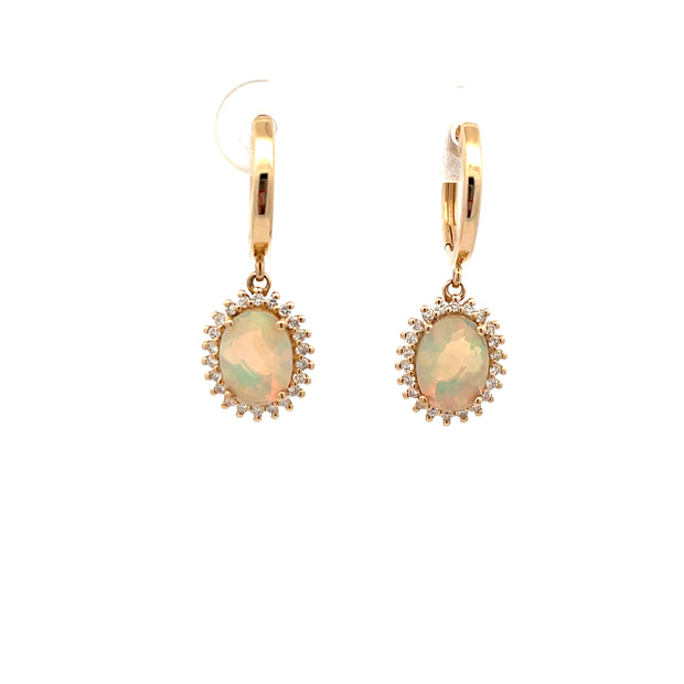Yellow Gold Opal Earrings