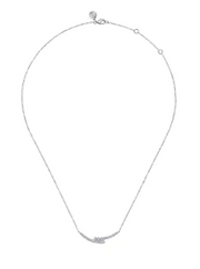 14K White Gold Diamond Bypass Bar Necklace