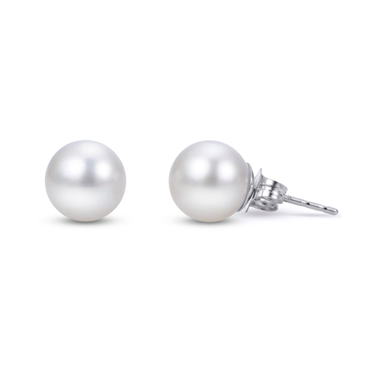 14 Karat White Gold Pearl Studs