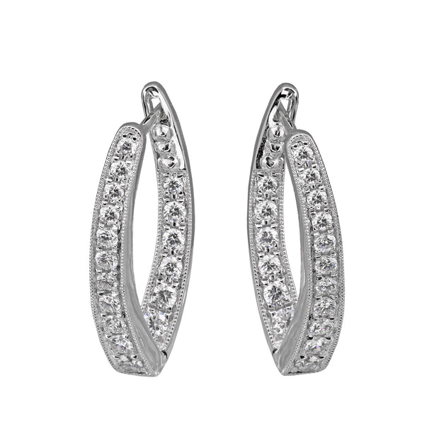18K White Gold Inside/Out Dangle Earrings