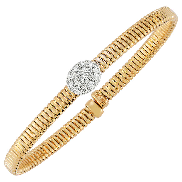 18 Karat Two Tone (Yellow/White) Gold Diamond Bangle Bracelet