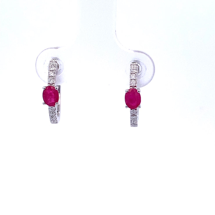 Ruby & Diamond Hoop Earrings