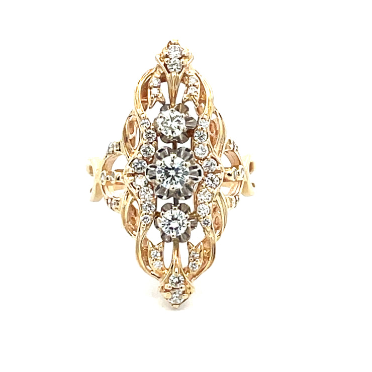 14 Karat Yellow Gold Vintage-Style Ring