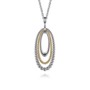 925 Sterling Silver and 14K Yellow Gold Bujukan Rope Circle Pendant Necklace