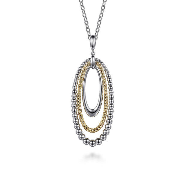 925 Sterling Silver and 14K Yellow Gold Bujukan Rope Circle Pendant Necklace