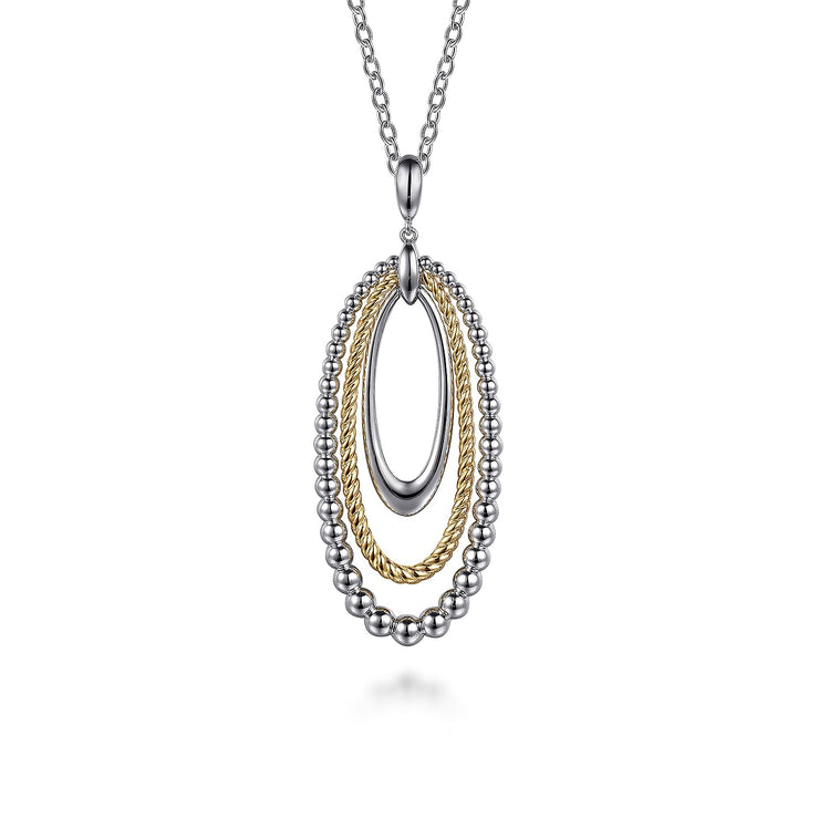 925 Sterling Silver and 14K Yellow Gold Bujukan Rope Circle Pendant Necklace
