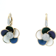 Rosato Floral Motif w/ Diamonds Drop Earrings