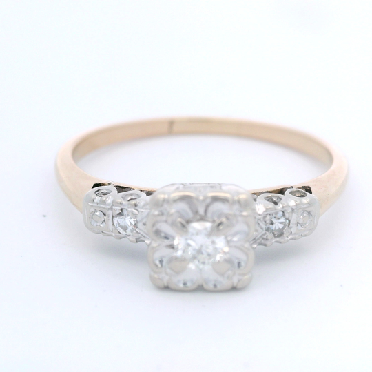 Euro Cut Illusion Set Diamond Engagement Ring