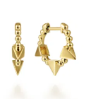 14K Yellow Gold Beaded Spiked 15mm Huggies