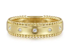 14K Yellow Gold Bujukan Diamond Wide Stackable Ladies Ring