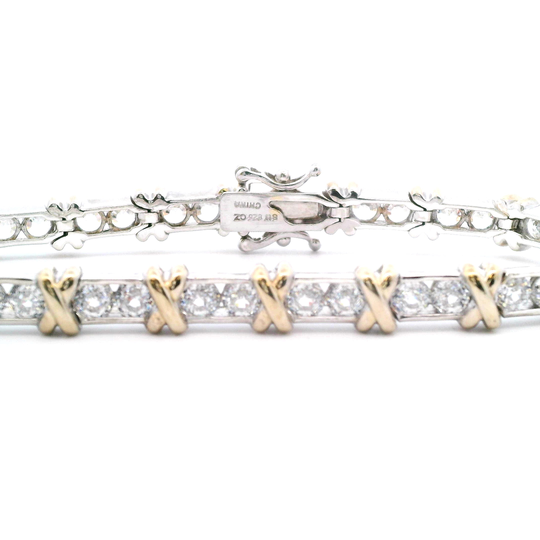 Estate Two-Tone CZ Tennis Bracelet