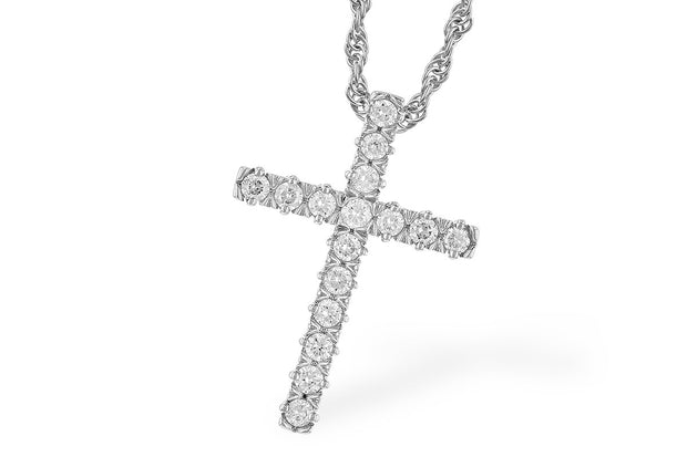 14 Karat Yellow Gold Diamond Cross