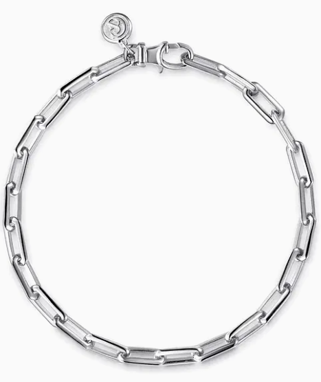 Sterling Silver Solid Elongated Chain Bracelet