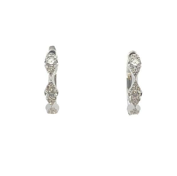 14 KT White Gold Rhodium Plated Diamond Hoop Earrings