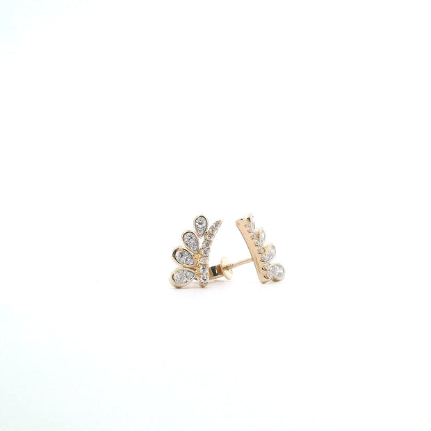 14 Karat Yellow Gold Diamond Climber Earrings