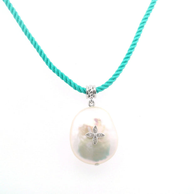 Turqouise Cord Pearl Necklace