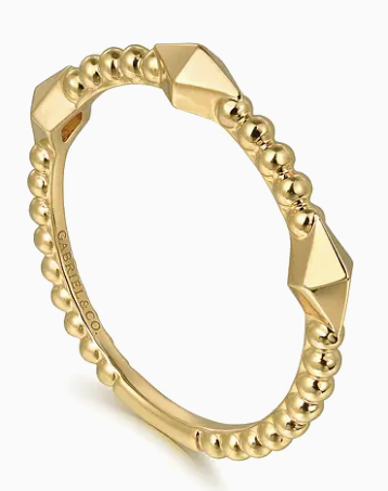 14K Yellow Plain Gold Bujukan Pyramid Classic Ladies Ring