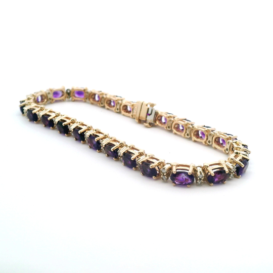 Amythest & Diamond Tennis Bracelet