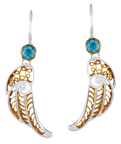 Sterling Silver And 22K Vermeil Dangle Wing Earrings