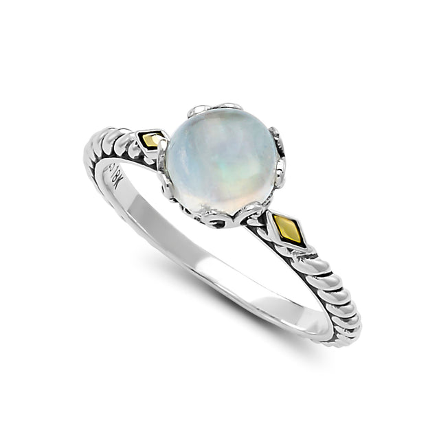 Sterling Silver And 18K Yellow Gold Two-Tone Moonstone Ring