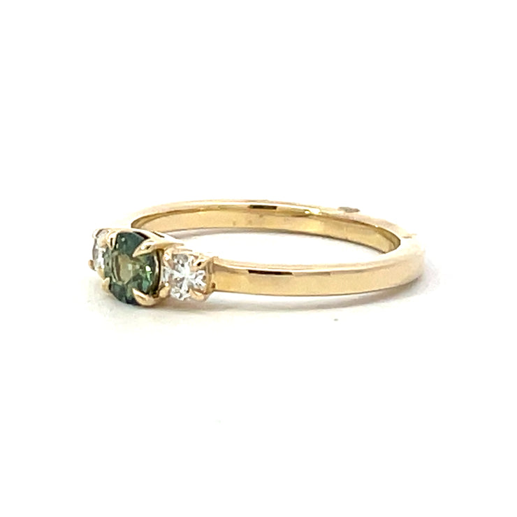 Green Sapphire & Diamond Ring