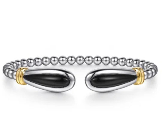14K Yellow Gold And 925 Sterling Silver Bujukan Bangle Bracelet